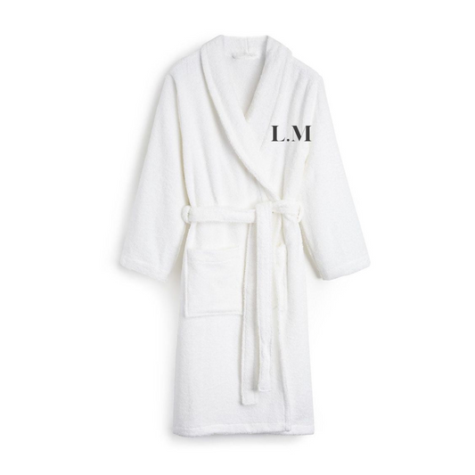 CUSTOMIZABLE WHITE COTTON BATHROBE